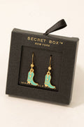 Secret Box Western Cowboy Boot Earrings: TQ