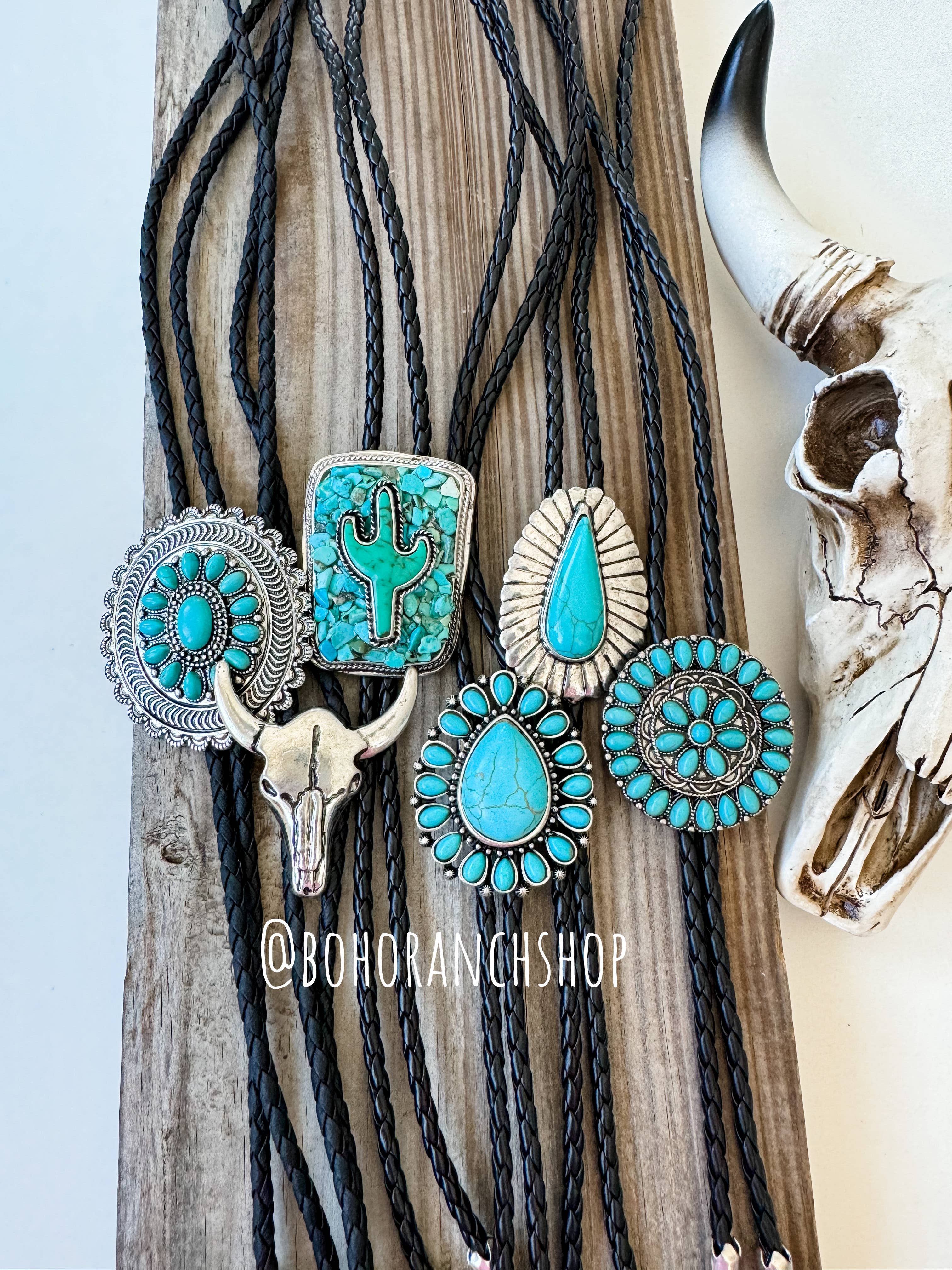Western Bolo Tie Long Pendant Necklace: STYLE 19