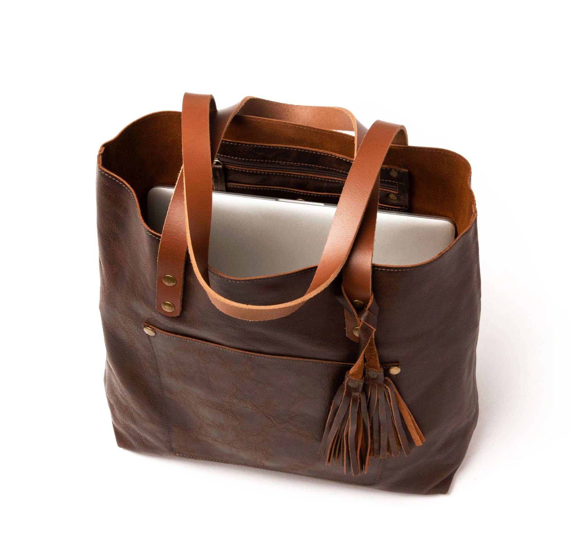 Classic Leather Tote: Coffee Brown