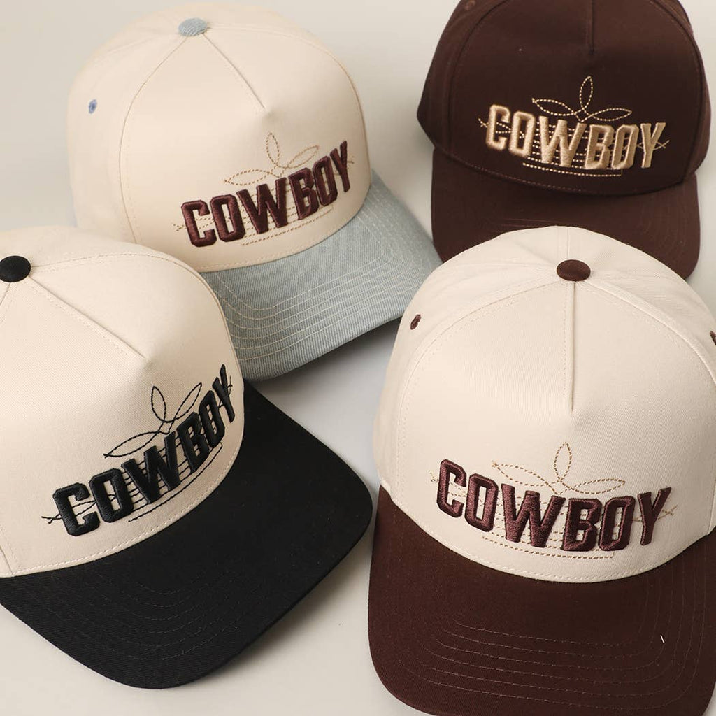 COWBOY 3D Embroidered Two-Tone Trucker Hat: BROWN/BROWN / ONE SIZE