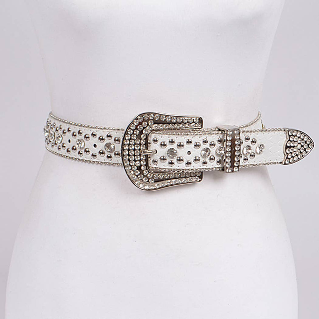 Studded Rhinestone Belt: Black