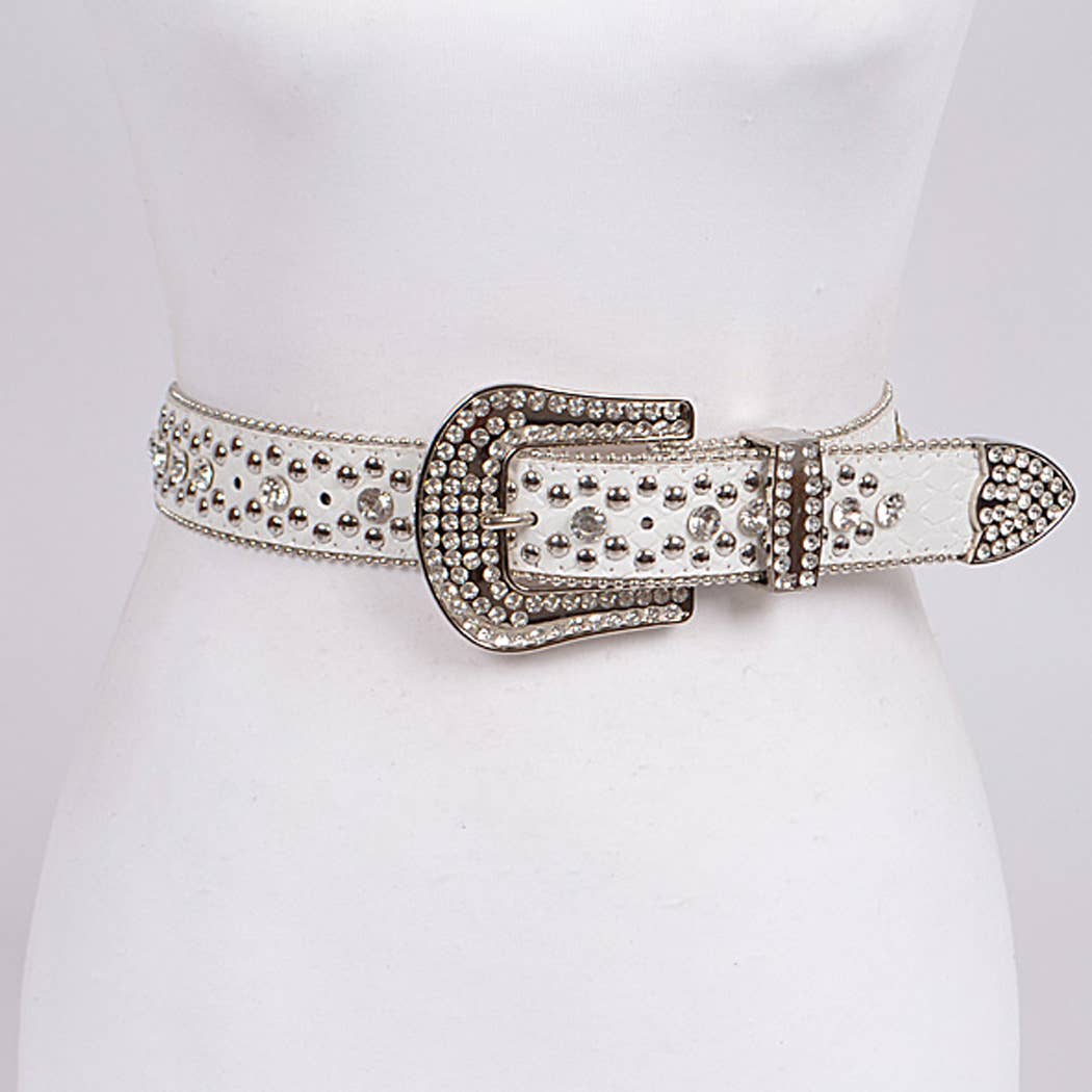 Studded Rhinestone Belt: Black