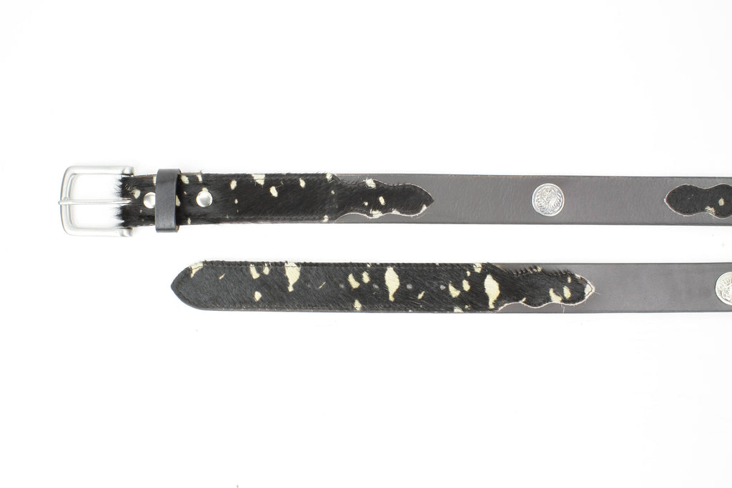 Western Black Hair-on-Hide Patch Leather Belt ABB 14-2627