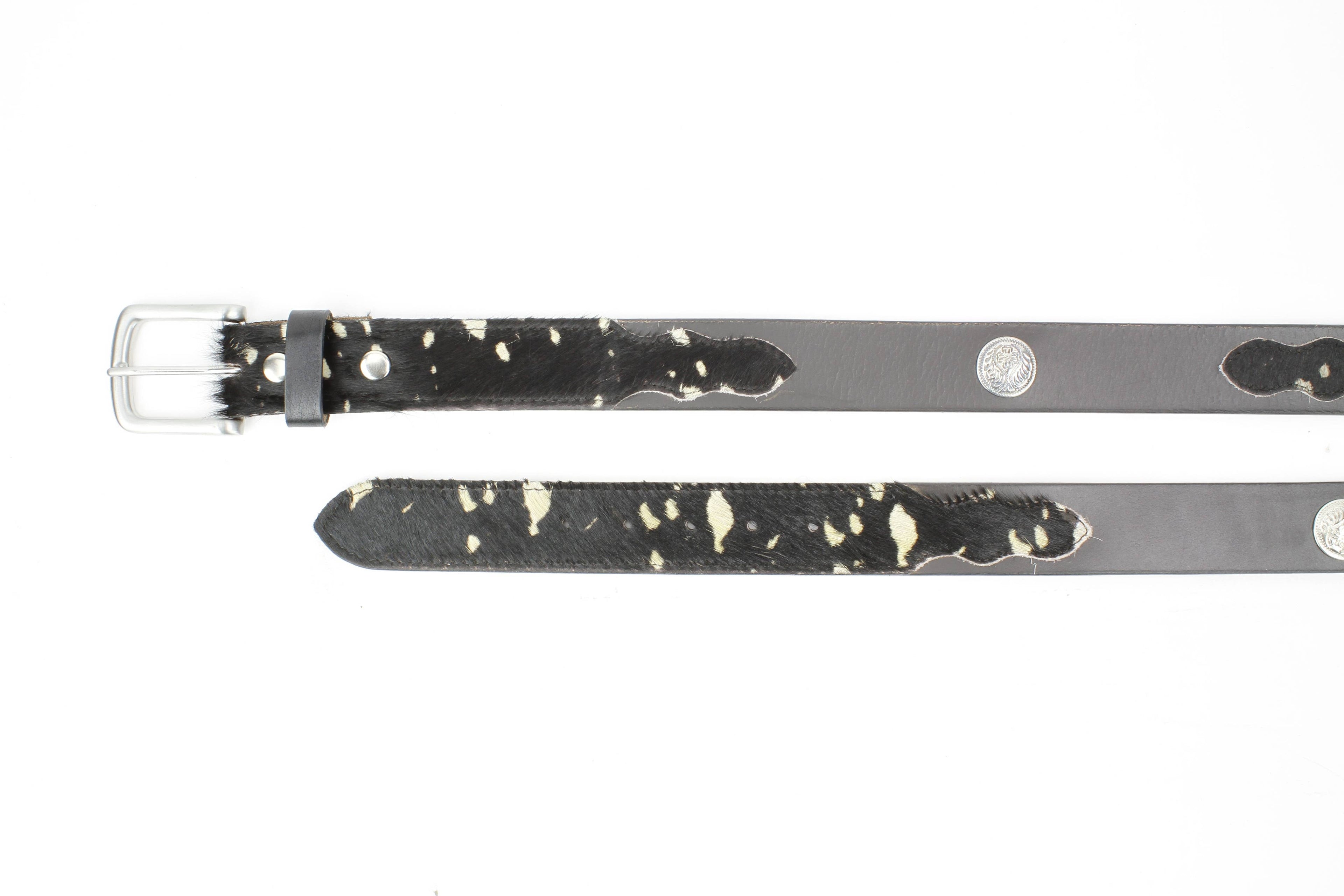 Western Black Hair-on-Hide Patch Leather Belt ABB 14-2627
