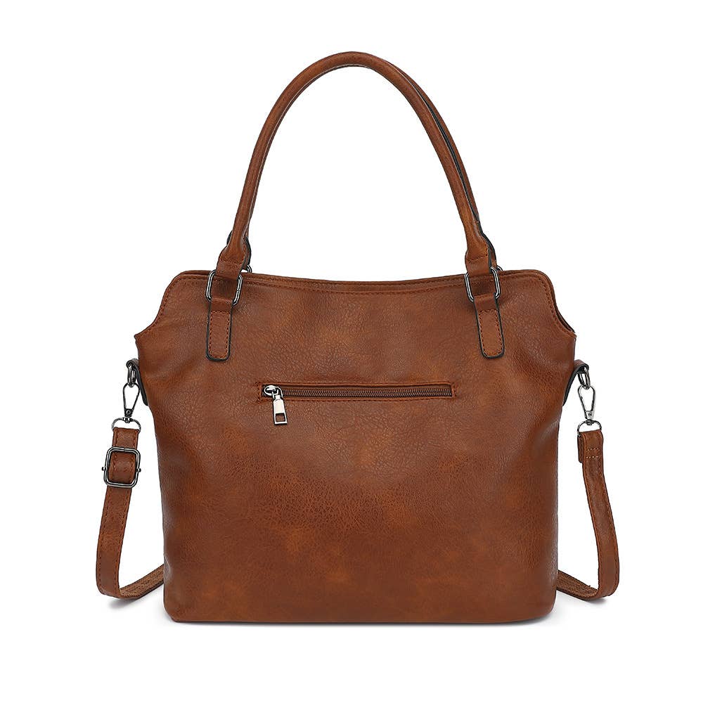 COW HANDBAG TOTE BAG CROSS BAG CLUTCH PURSE SET : Brown