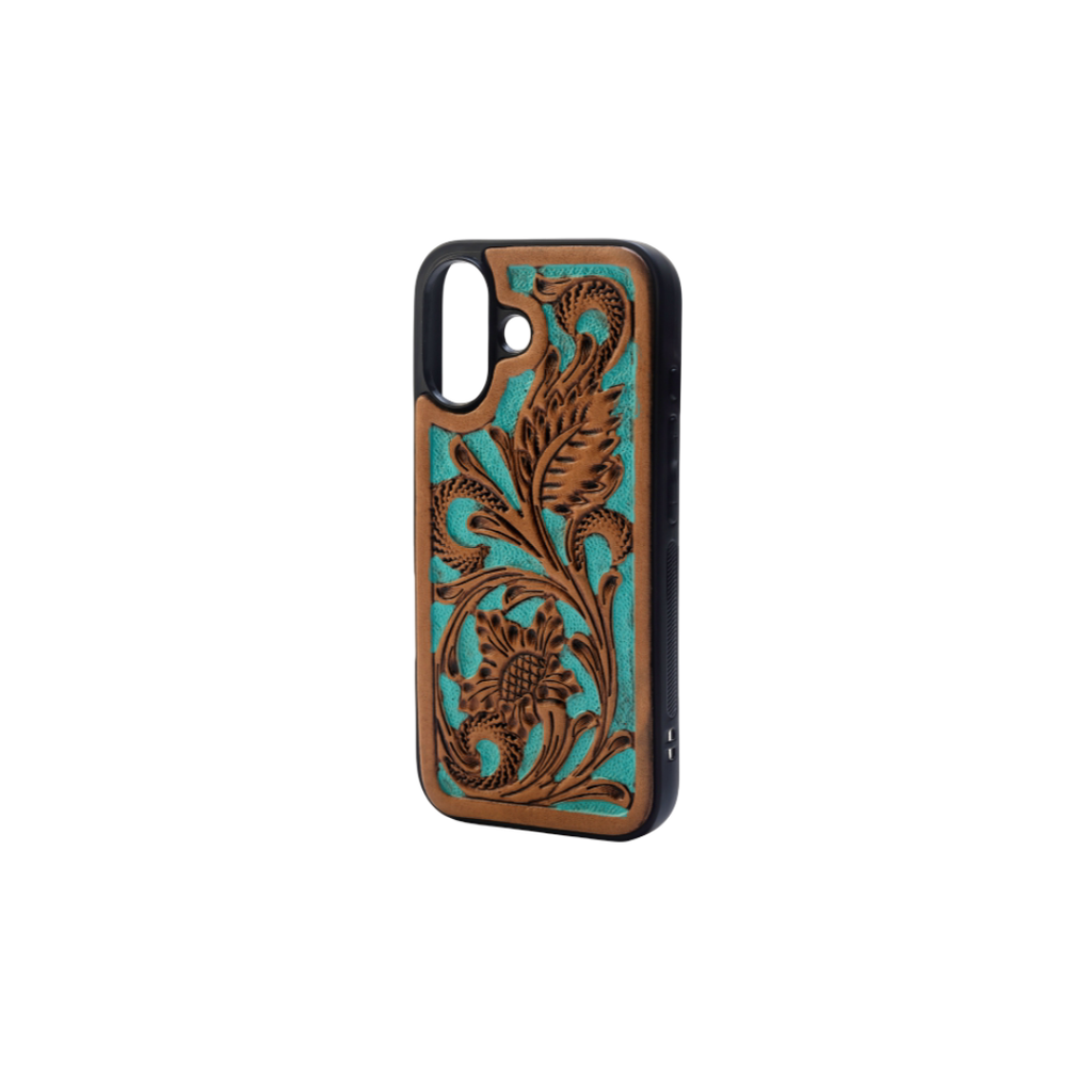 Hawk Ridge Phone Case for iPhone 16: Turquoised Embossed