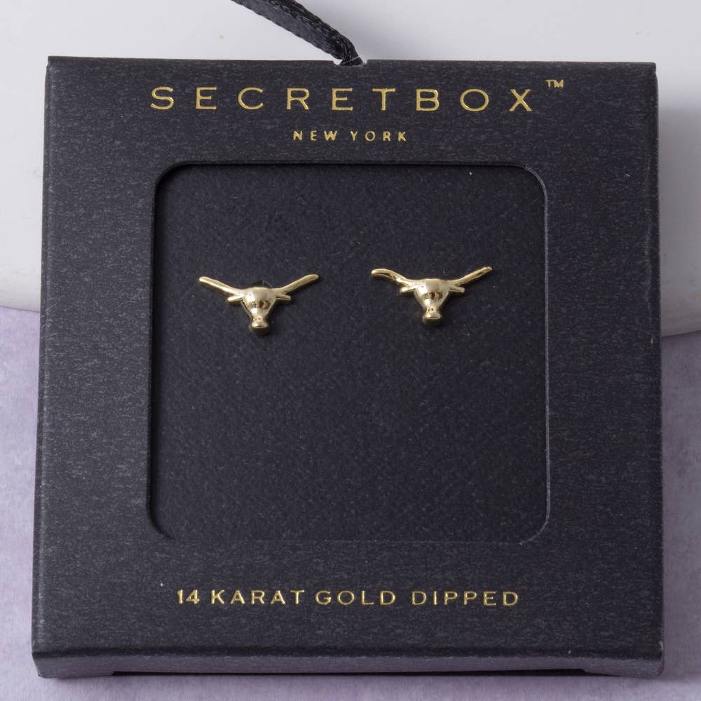 Sterling Silver Dipped Longhorn Stud Earrings: GD
