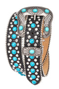 Turquoise Pave Western Belt: Black
