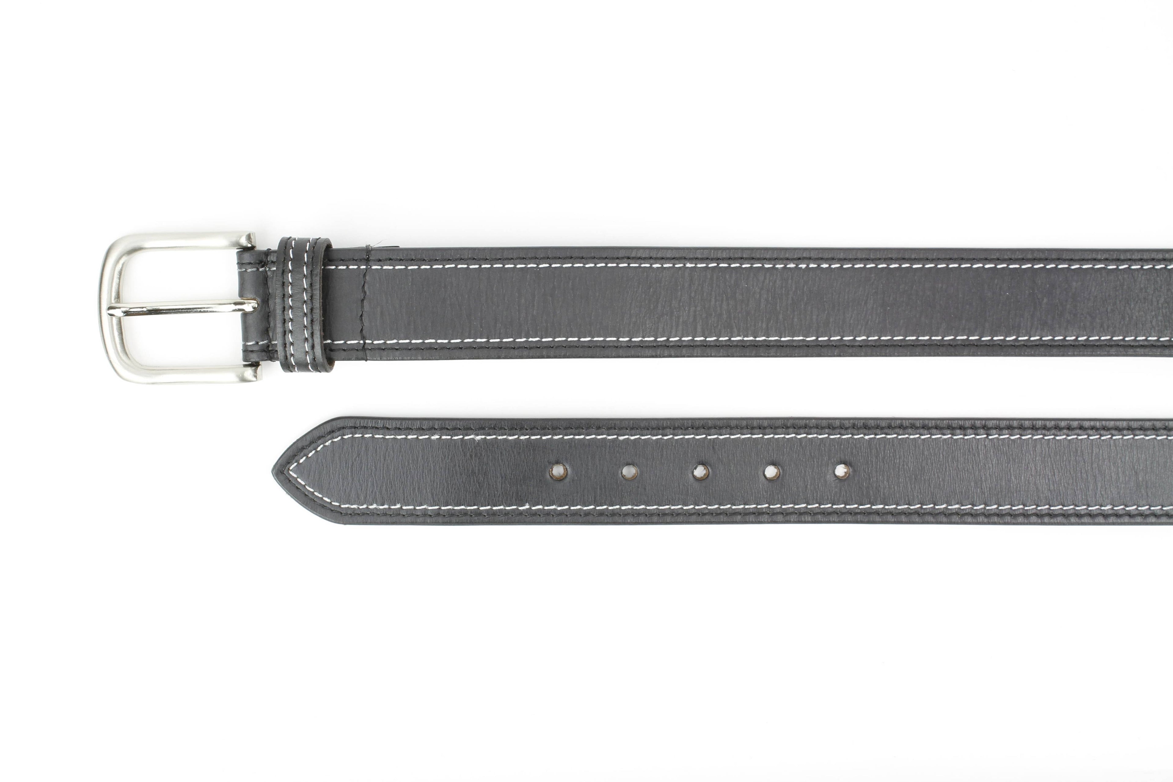 Men’s Classic Leather Belt with Top Stitch ABB 21 2521: Black