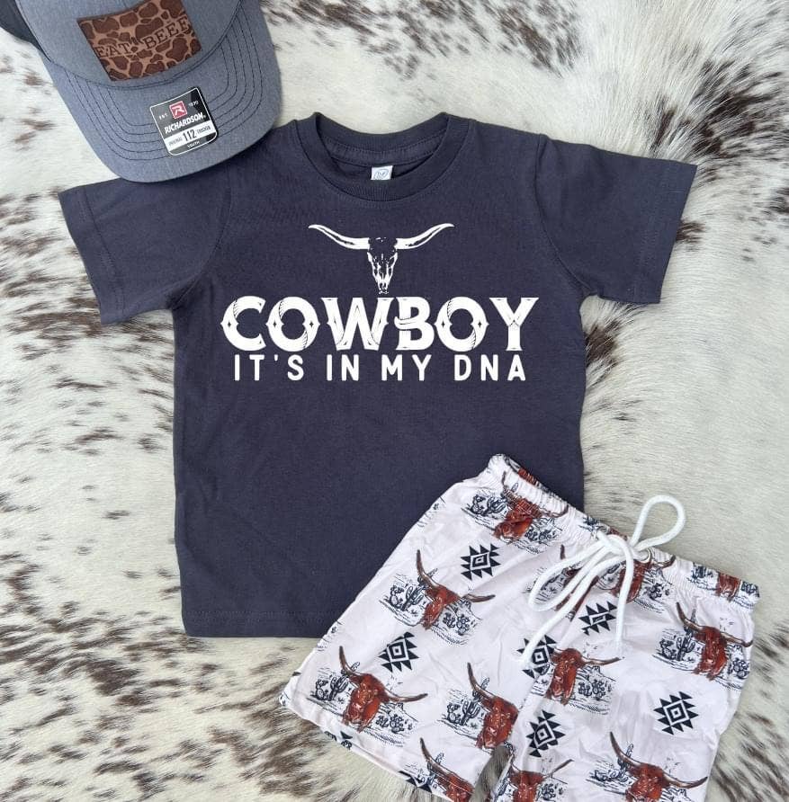 Cowboy its in my DNA tshirt: Charcoal Grey