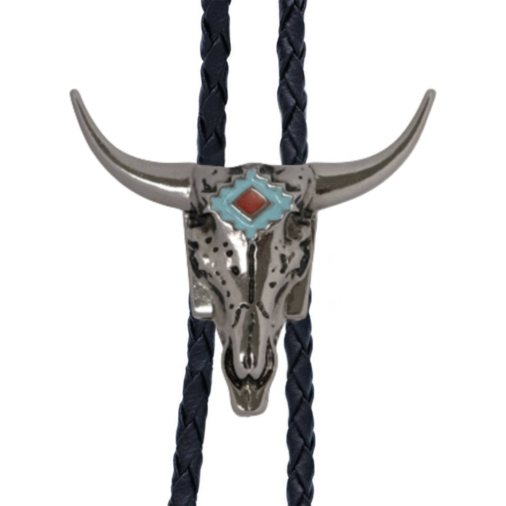 Longhorn Silver Metal Bolo Tie