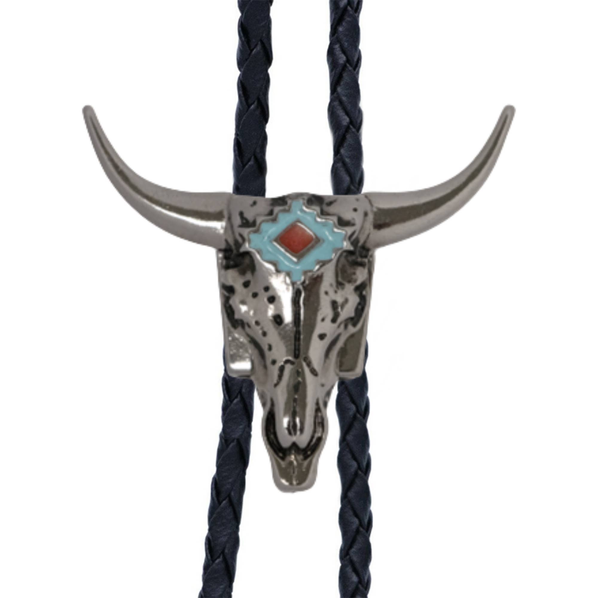 Longhorn Silver Metal Bolo Tie
