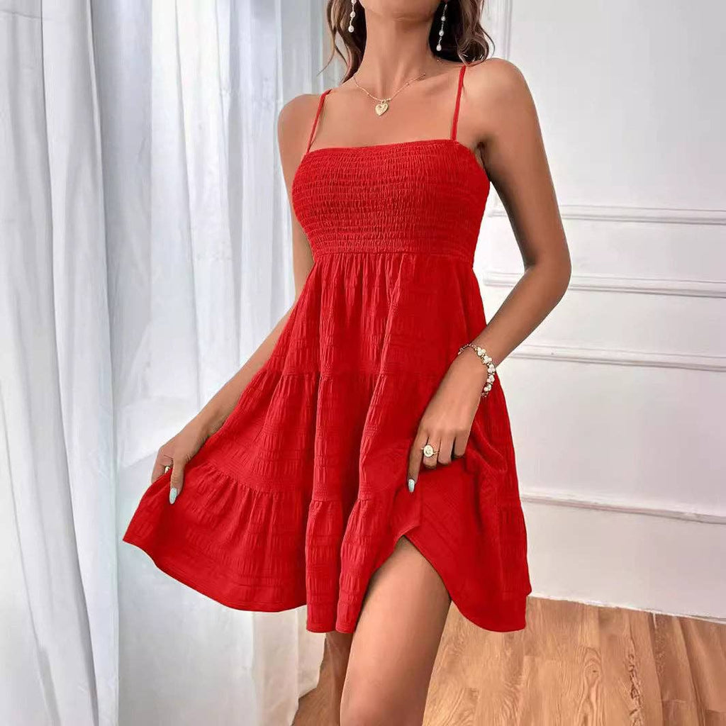 Women's Off-Shoulder Spaghetti Strap Solid Color Versatile