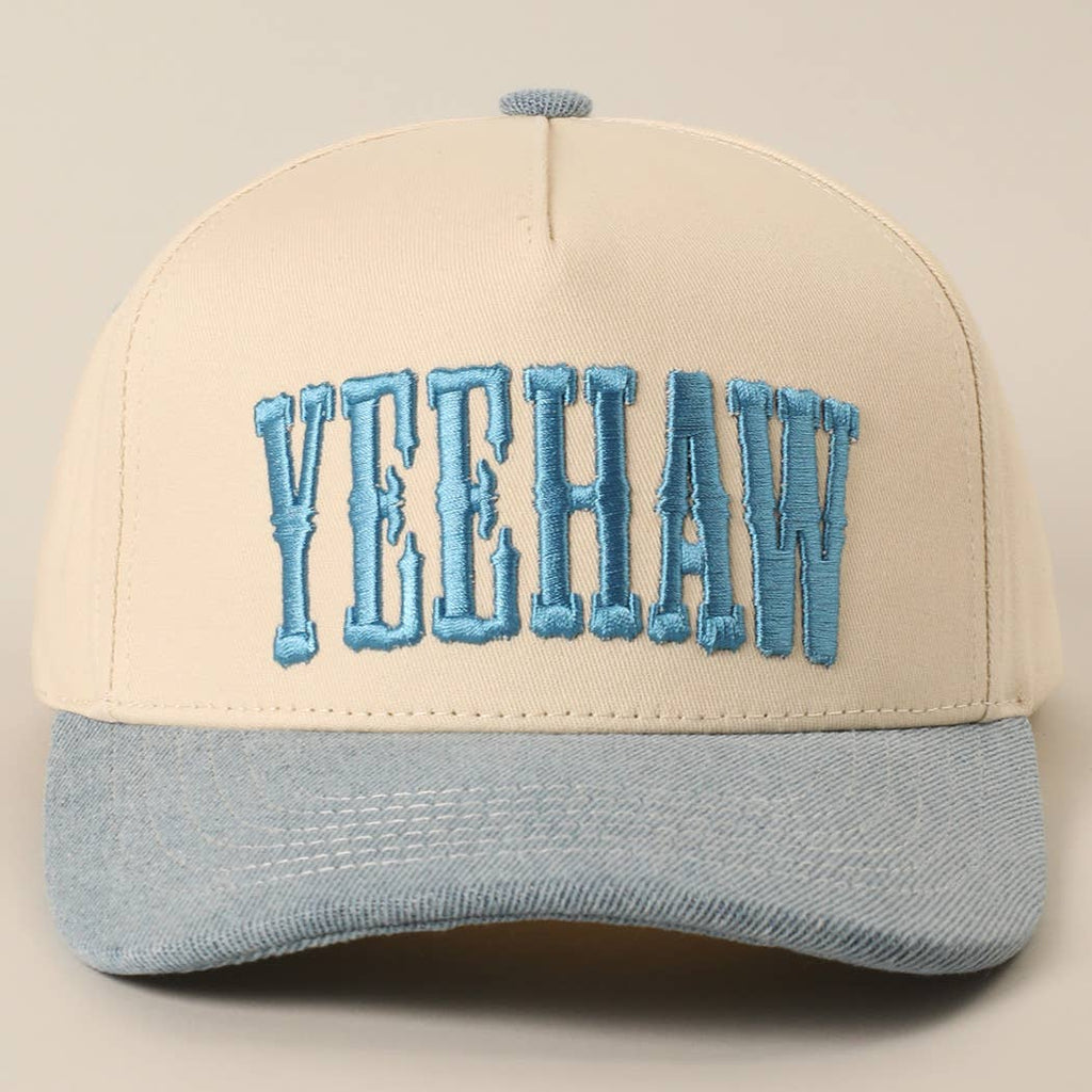 YEEHAW Two-Tone Embroidered Trucker Hat: RED / ONE SIZE