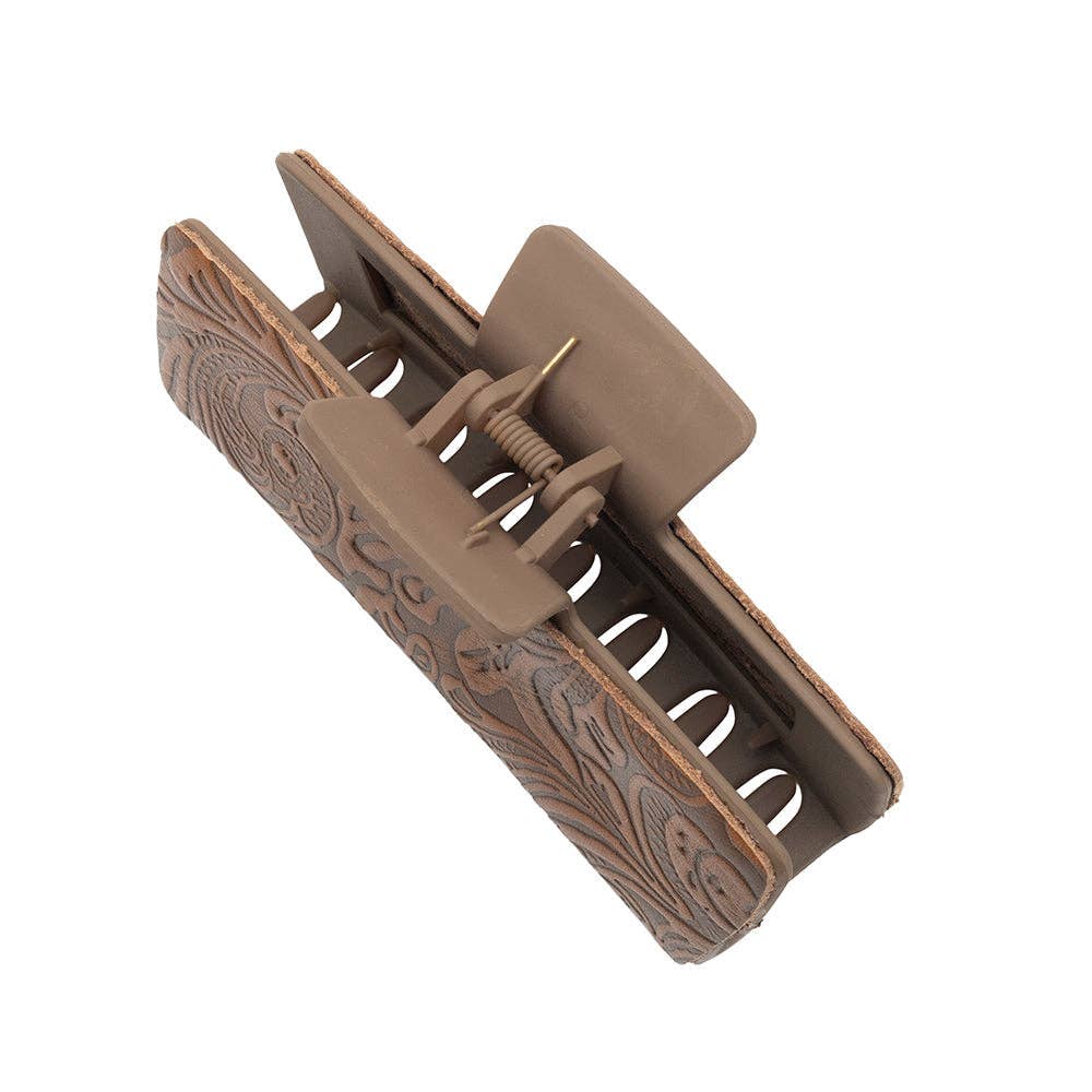 Blossom Ridge Hair Comb: Brown Embossed