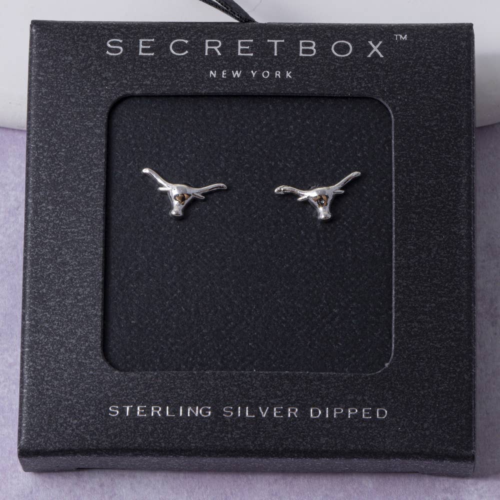 Sterling Silver Dipped Longhorn Stud Earrings: GD