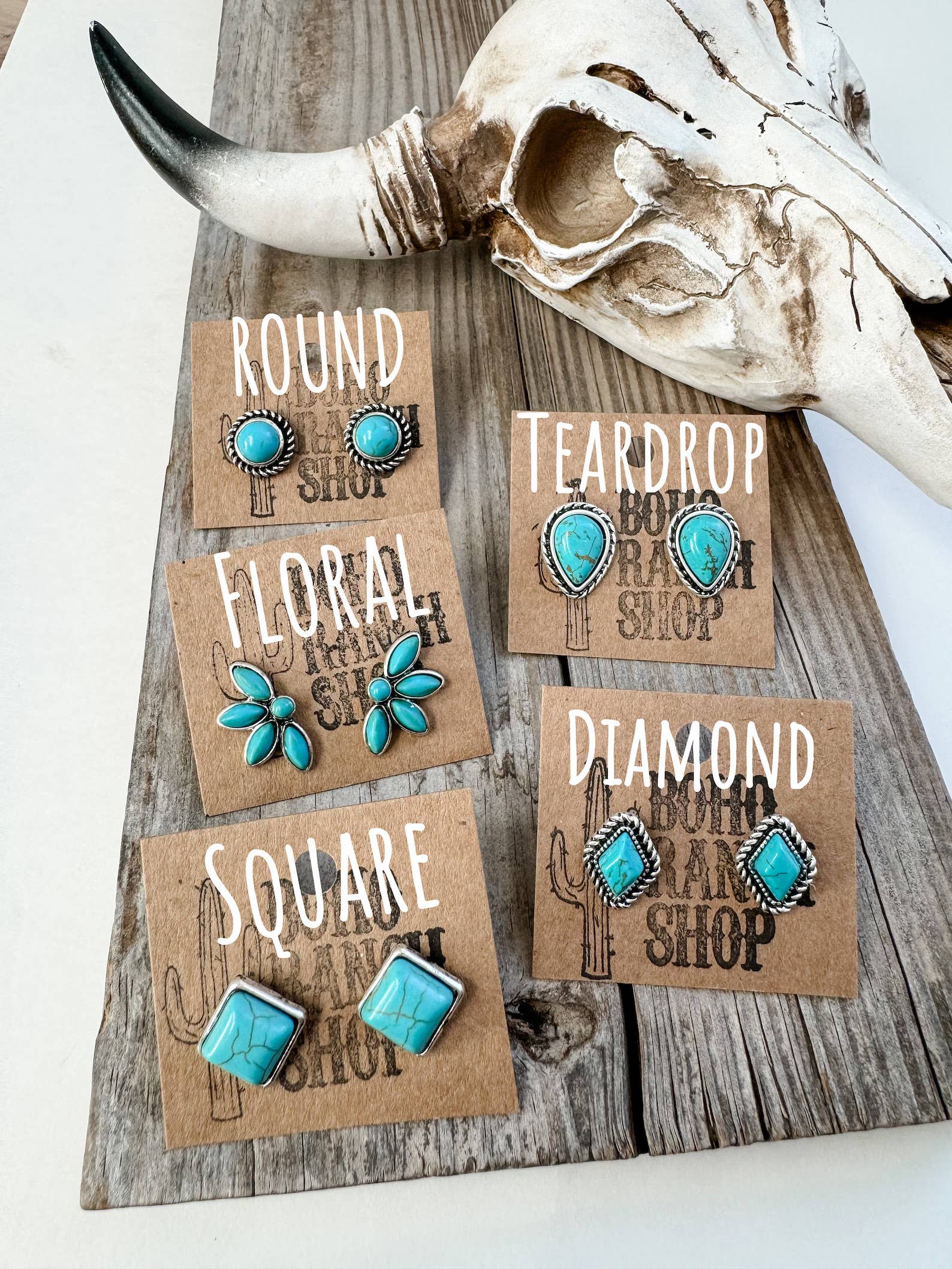 Western Turquoise Stud Earrings: Daisy